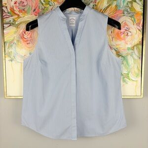 Brooks Brothers Blue White Striped Sleeveless Blouse Top Size 16